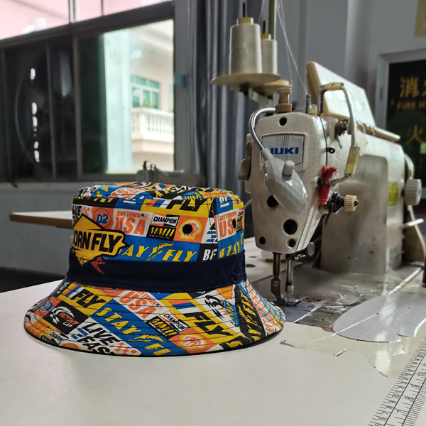 DW21#B 100% cotton with full screen printing hip-hop bucket hats