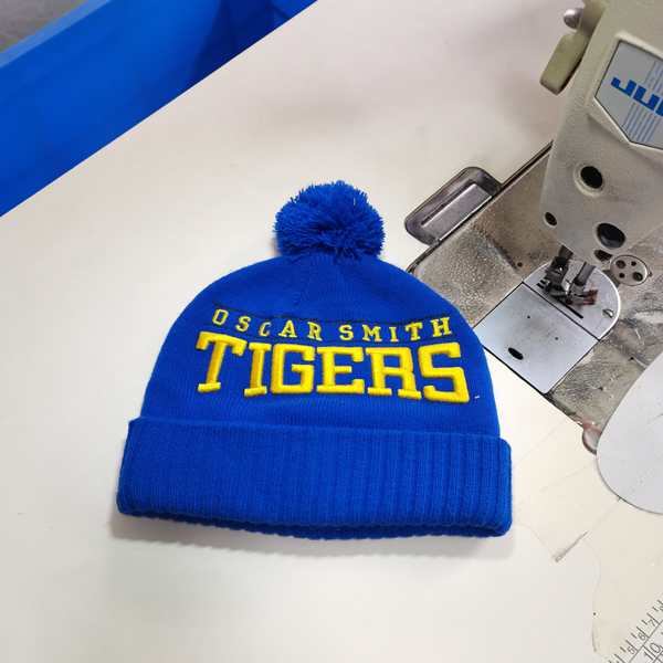 DW21#F  Customized pom beanie hats with 3D embroidery logo